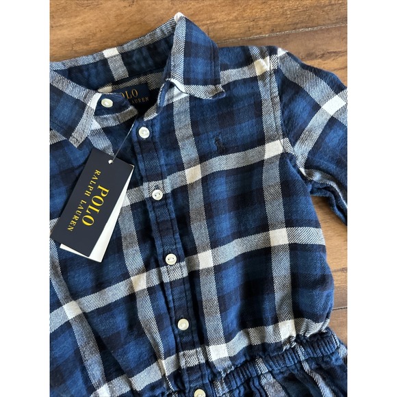 Polo Ralph Lauren Big Girls Plaid Tiered Cotton Flannel Shirtdress Blue Size 16 - Picture 5 of 7